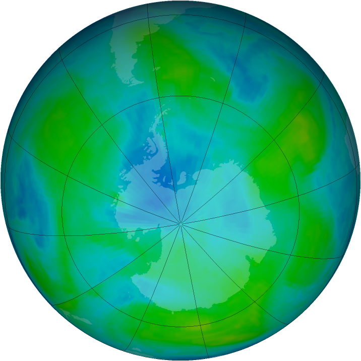 Antarctic ozone map for 08 February 1987